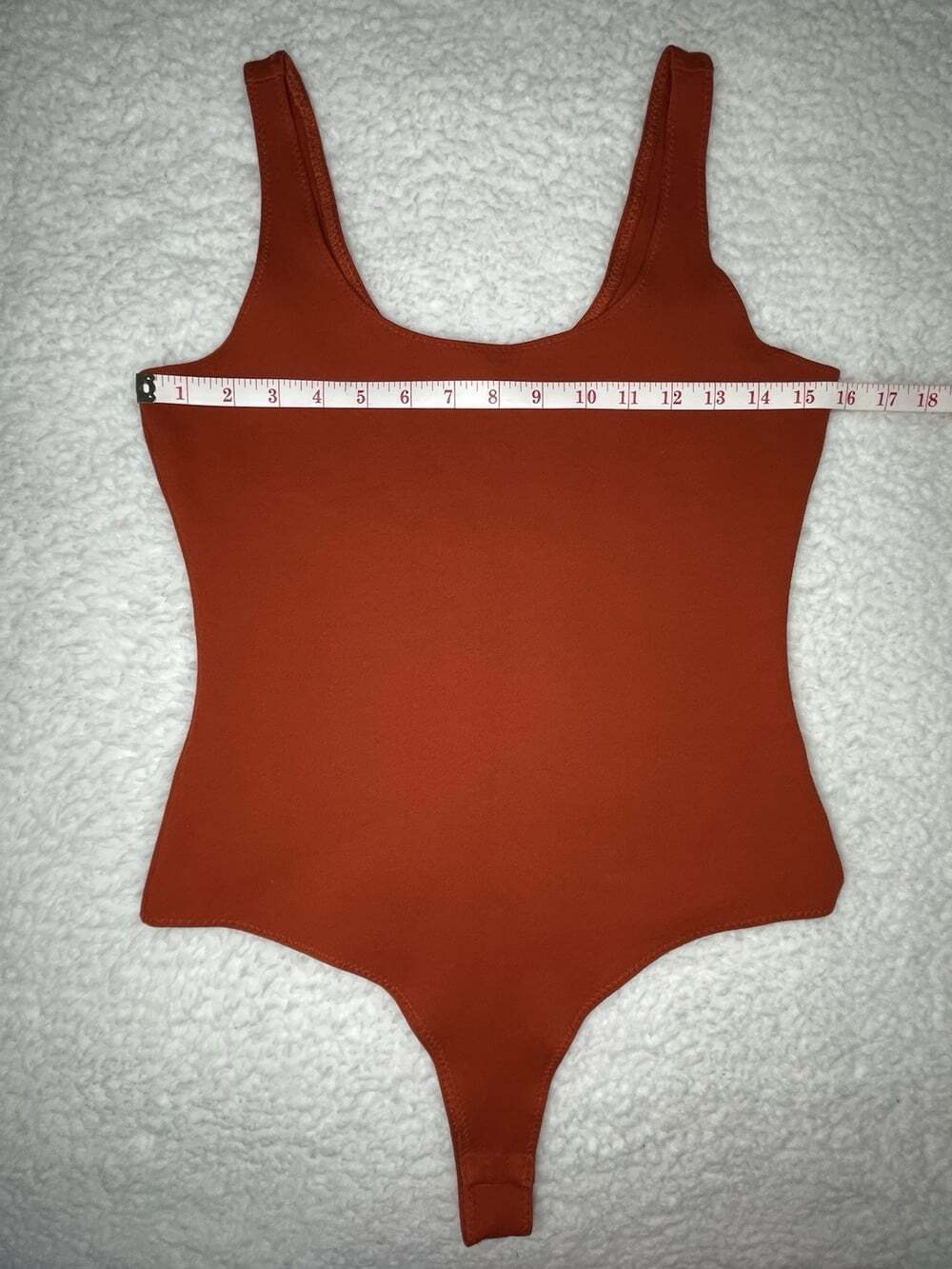 Shinestar Bodysuit M Sleeveless Stretch Minimalist Fitted Tank Burnt Orange Rust - Picture 4 of 10
